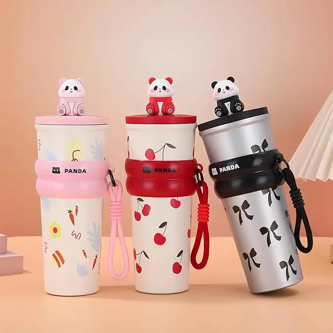 Printed Stainless Steel Water Bottle with Carry Strap